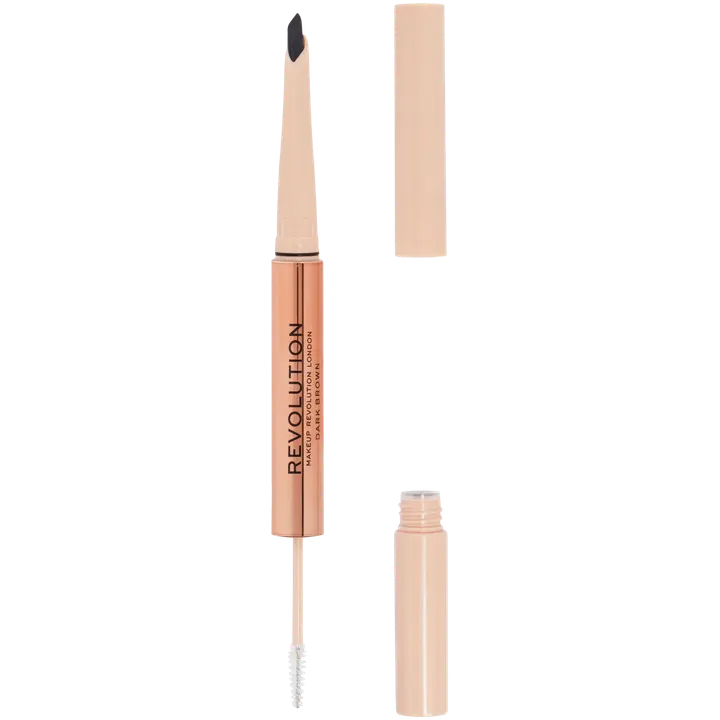 Makeup Revolution fluffy brow filter duo 2-in-1 kulmakynä 0,12g ja kulmageeli 1,0ml tummanruskea
