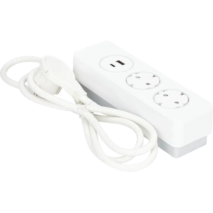 Gelia jatkojohto 2+1+1 kombi pure push 2m 2xsuko+1xUSB-A+1xUSB-C valkoinen