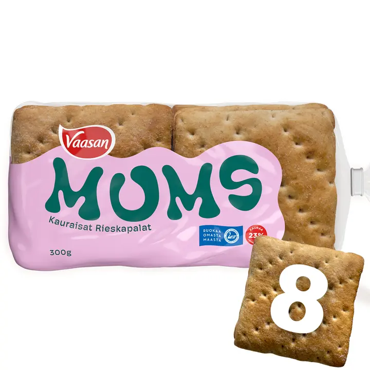 Vaasan Mums Kauraisat Rieskapalat 300g 8 kpl kaurarieskaleipä