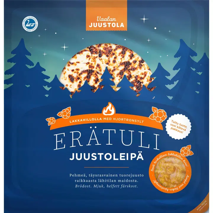 Erätuli n200g juustoleipä+25g lakkahillo , 1.luokkainen, pehmeä, täysrasvainen, kypsyttämätön tuorejuusto