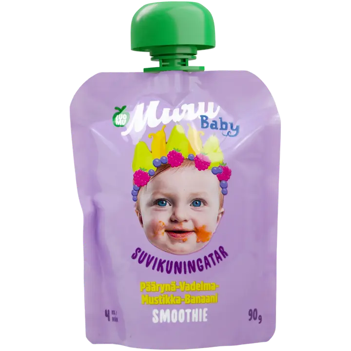 Muru Baby Suvikuningatar Smoothie 4 kk päärynä-vadelma-mustikka-banaani 90 g