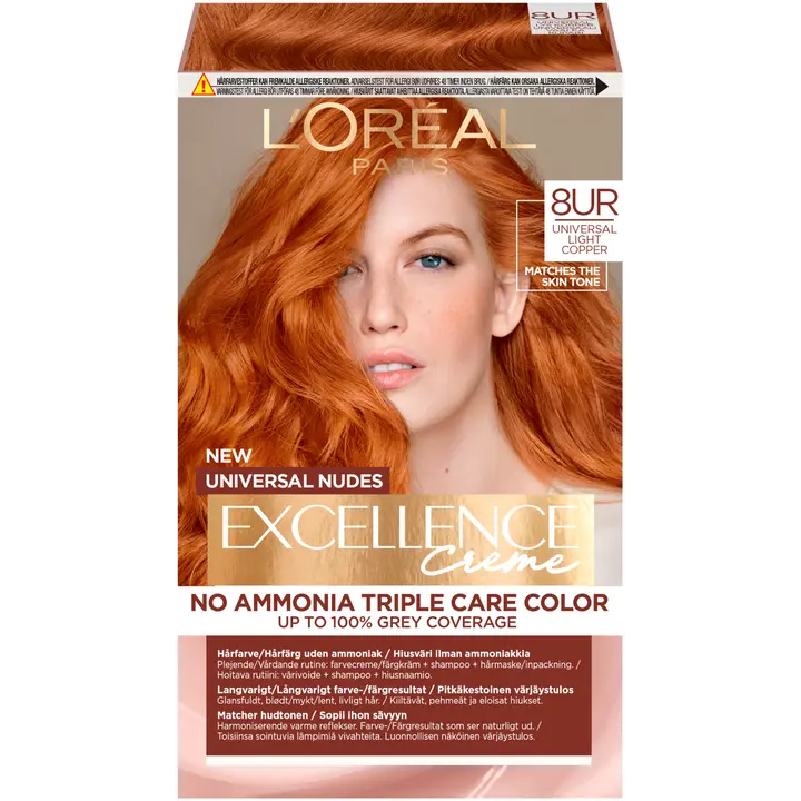 L'Oréal Paris Excellence Universal Nudes 8UC Light Copper kestoväri ilman ammoniakkia 1kpl
