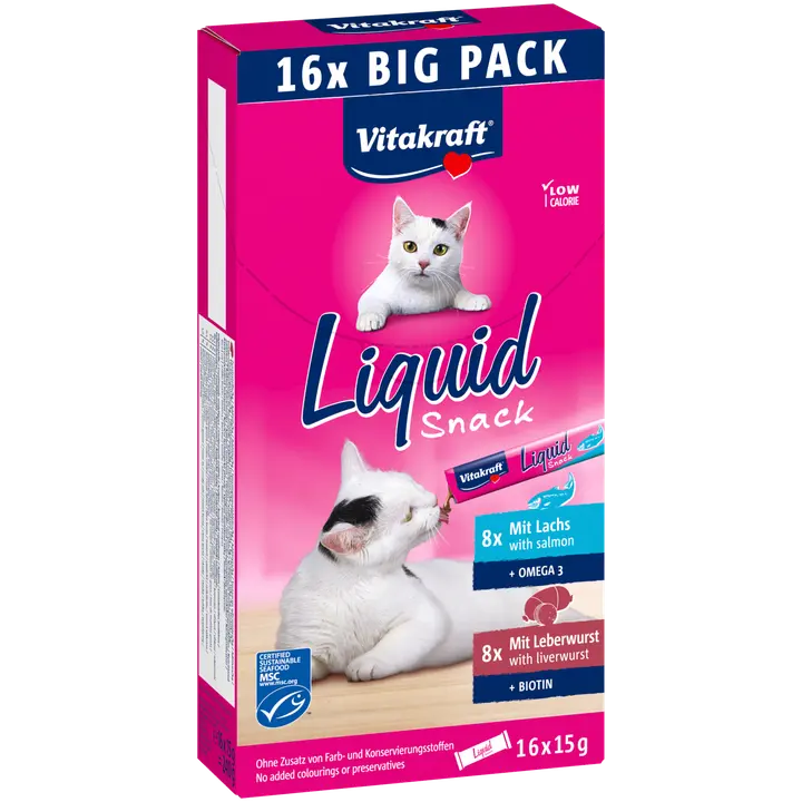 Vitakraft Liquid Snack Multipack Maksa + Lohi 16x15g