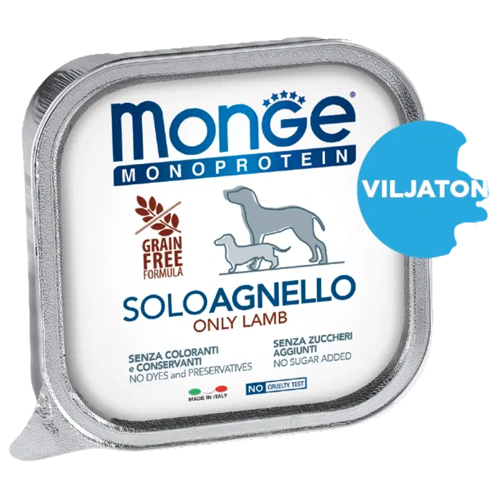 Monge dog adult Monoprotein lammas 150g vuoka