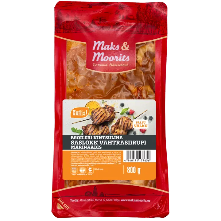 Maks & Moorits Broileri kintsuliha šašlõkk vahtrasiirupimarinaadis 800g