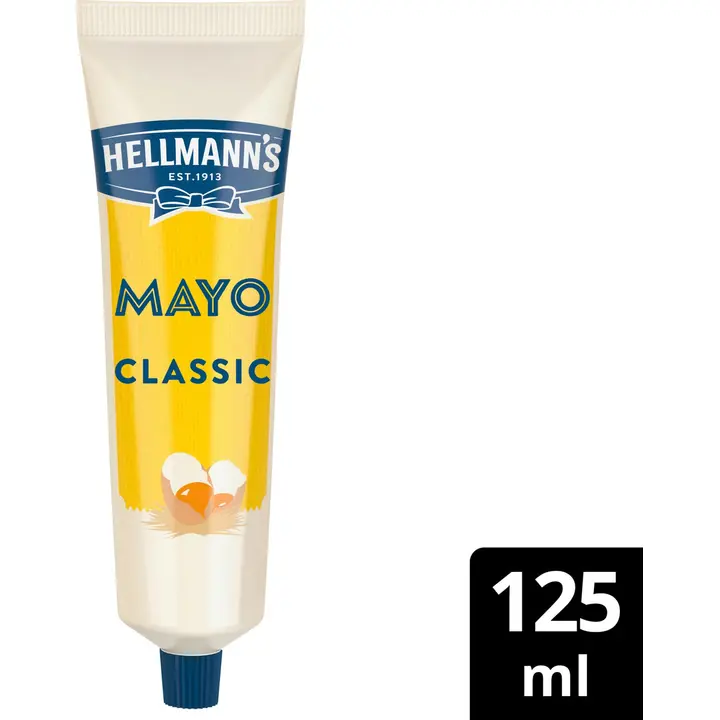 Hellmann's Klassinen Majoneesi Valmistettu vapaiden ja ulkoilevien kanojen kananmunien keltuaisista 125 ML