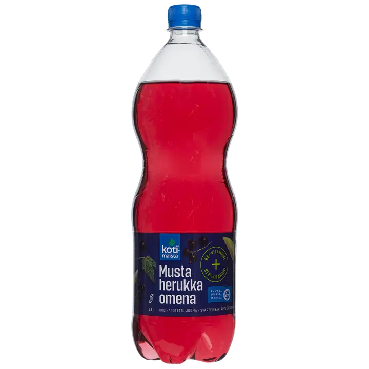 Kotimaista mustaherukka-omena B6 + B12 hiilihapotettu juoma 1,5l