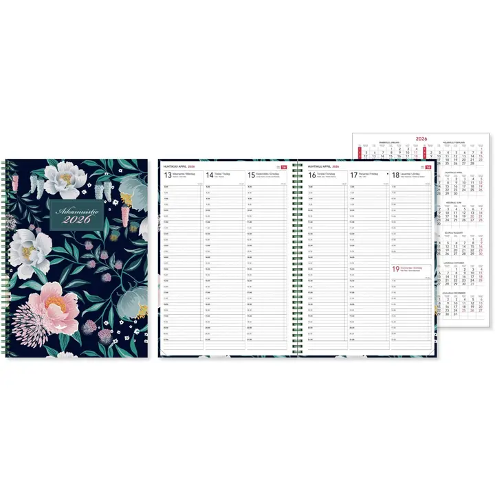 Pöytäkalenteri Aikamuistio wiresidottu 2026, paratiisi