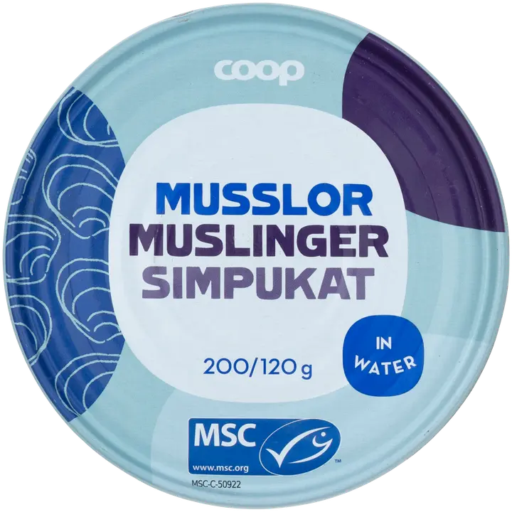 Coop sinisimpukat vedessä MSC 200/120 g