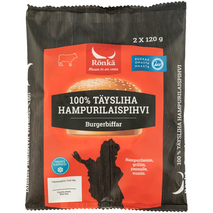 Rönkä 100% Täysliha hampurilaispihvi 2x 120g pakaste