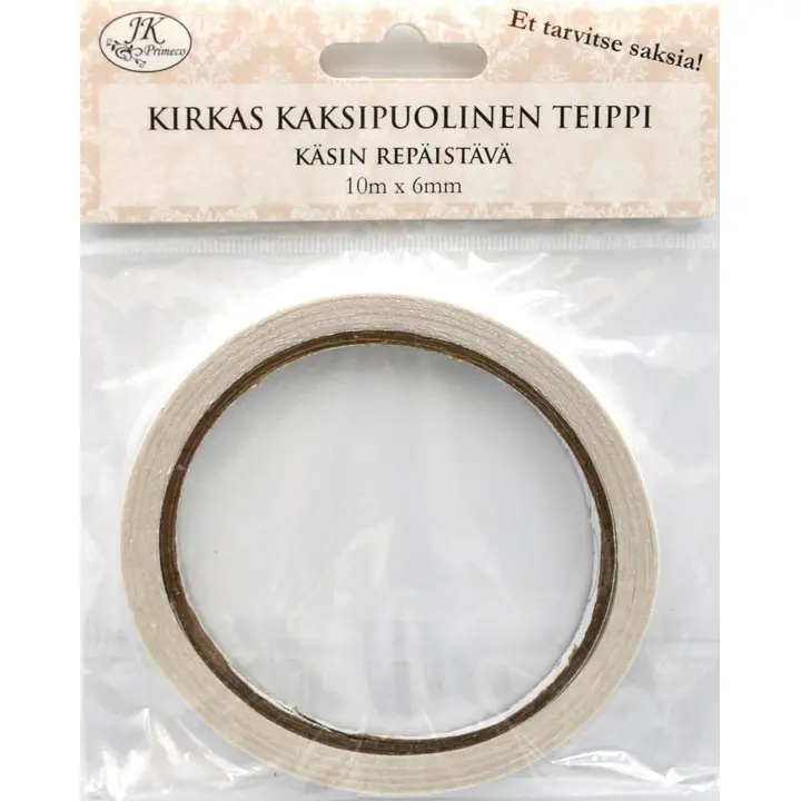 J.K. Primeco 2-puolinen paperiteippi 6mm x 10m