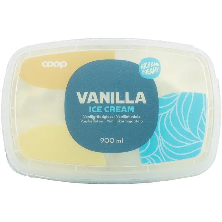 Coop vaniljakermajäätelö 900 ml/450 g