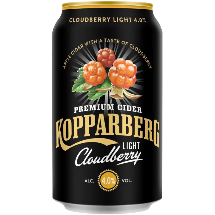 Premium Cider Kopparberg with Cloudberry Light 4,0%, Lakan makuinen omenasiideri tölkki 33cl