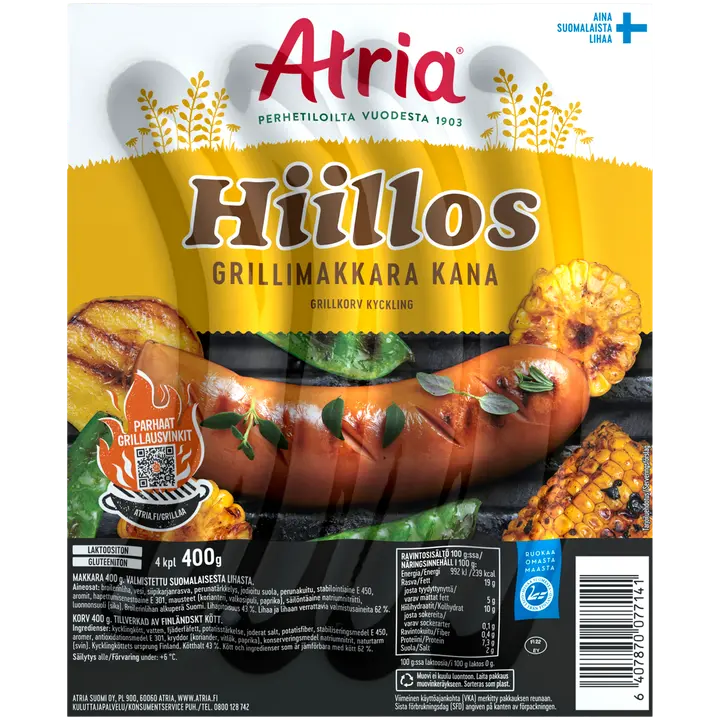 Atria Hiillos Grillimakkara Kana 400g