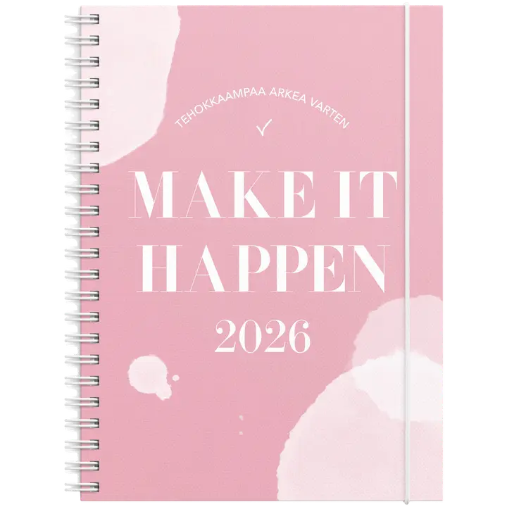 Burde Kalenteri 2026 Make It Happen roosa