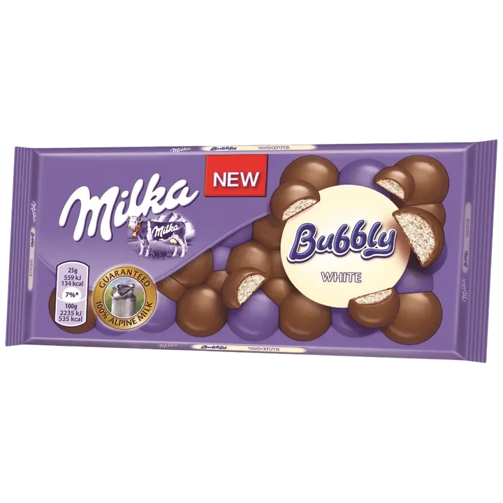 Milka Bubbly piima- ja valge šokolaadisegu 95 g