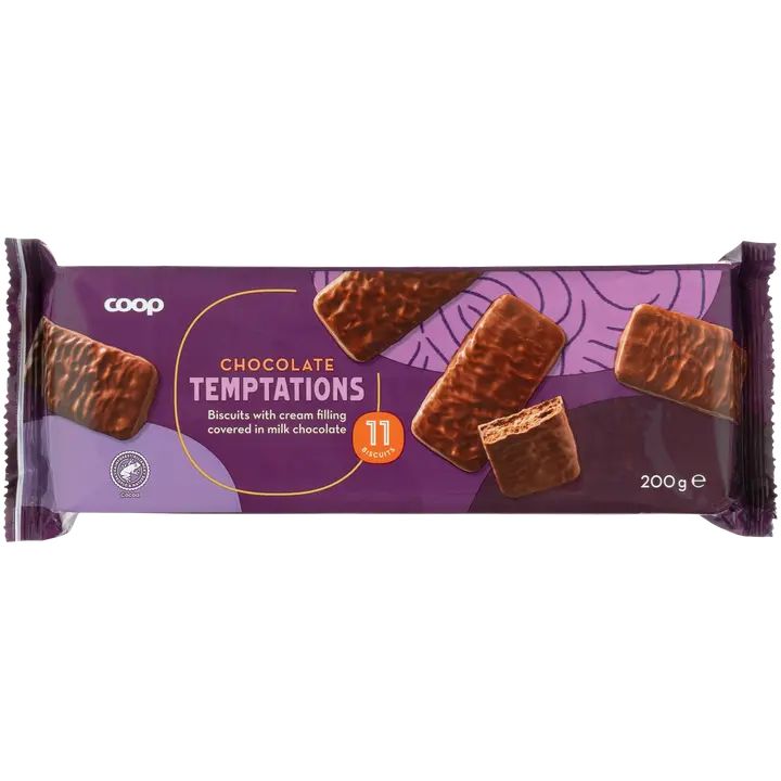 Coop kreemitäidisega küpsised piimašokolaadi kattega 38 % 200g