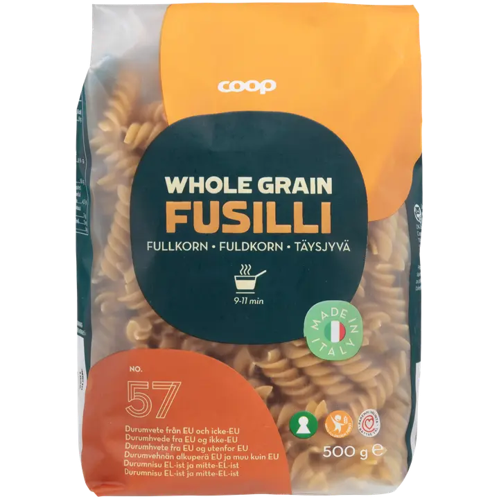 Coop täisterapasta fusilli n 57 500g