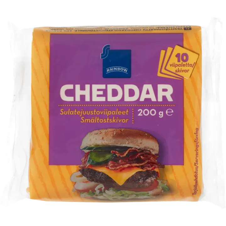 Rainbow Cheddar sulatejuustoviipaleet 200g