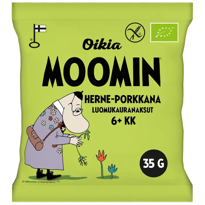 Oikia Moomin Luomukauranaksu herne-porkkana 35g