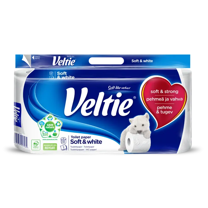 Tualettpaber Soft White 8 rulli, 3-kihiline