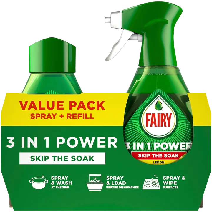 Fairy 3 in 1 Power Spray Lemon 500ml+ refill 500ml