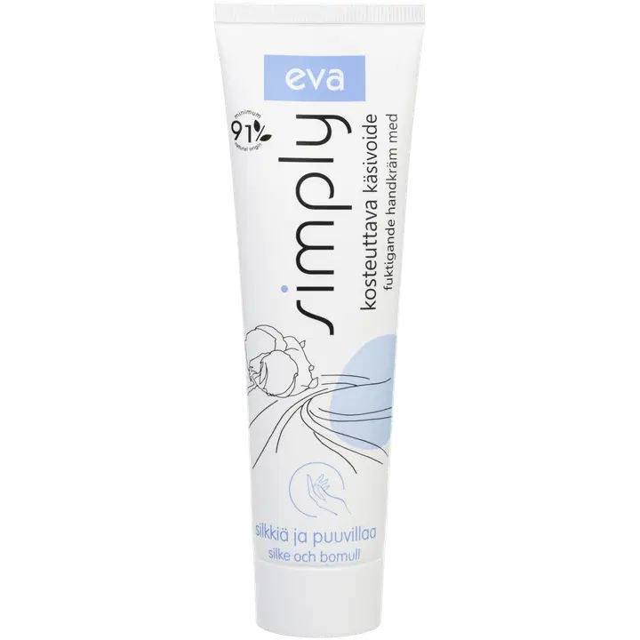 Eva Simply Kosteuttava käsivoide, sisältää silkkiä ja puuvillaa