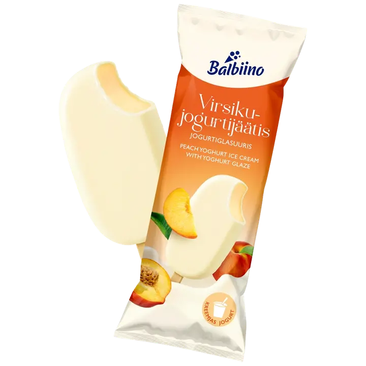 Balbiino virsiku-jogurtijäätis jogurtiglasuuris 80ml/54g