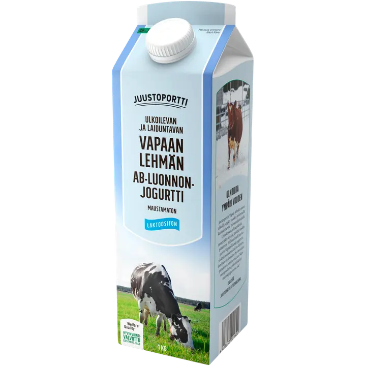 Juustoportti Vapaan lehmän AB-luonnonjogurtti 1 kg maustamaton laktoositon