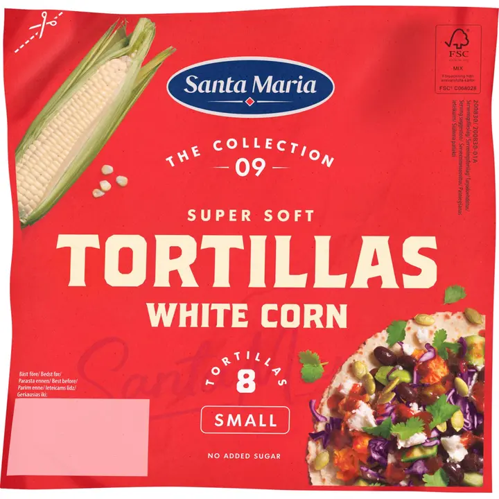 Santa Maria White Corn Tortilla small maissitortilla (8-pack) 208g
