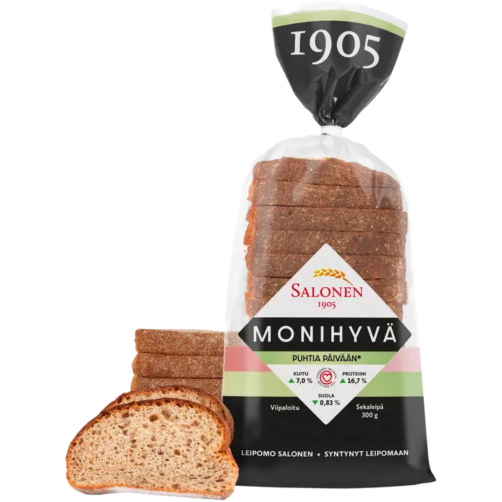 Leipomo Salonen Monihyvä 300 g sekaleipä, viipaloitu