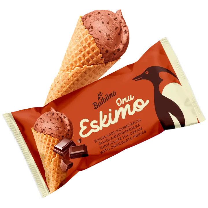 Šokolaadi-koorejäätis šokolaaditükkidega vahvlikoonuses, 80g/165ml