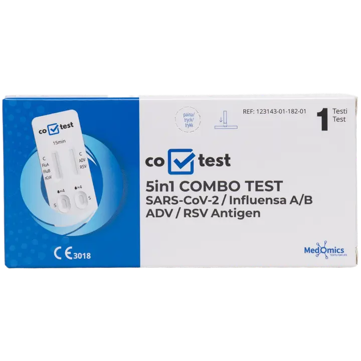 Co-Test 5in1 combo test sars-cov 2/ influensa a/b / adv / rsv-virusten antigeenien yhdistelmäpikatestipaketti (lfia)