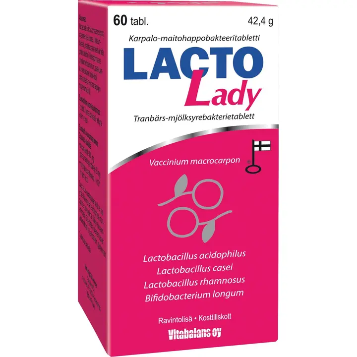 Lacto Lady 60 tabl., karpalo-maitohappobakteerivalmiste, Vitabalans