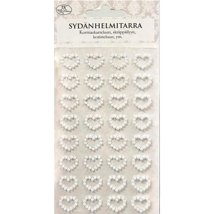 J.K. Primeco sydänhelmitarra valkoinen