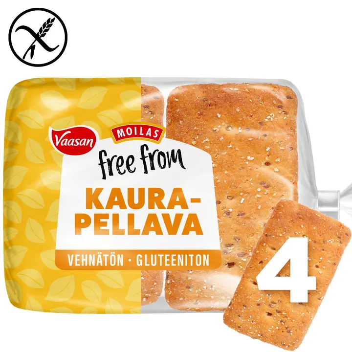Vaasan Moilas Free From gluteeniton Kaura-pellava 280g 4 kpl  kaura-pellavaleipä