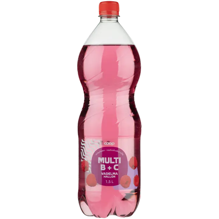 Coop vadelma B + C-vitamiini hiilihapotettu juoma 1,5l