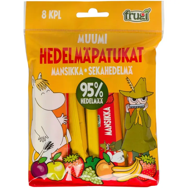 Muumi hedelmäpatukat mansikka ja sekahedelmä 8 kpl 120 g