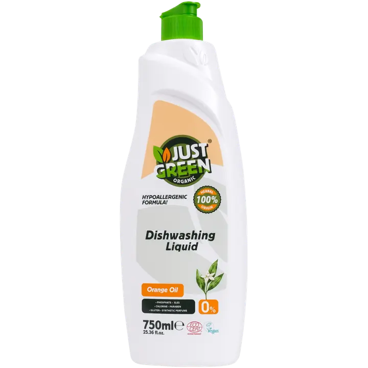 Just Green Organic nõudepesuvahend apelsiniõliga 750ml