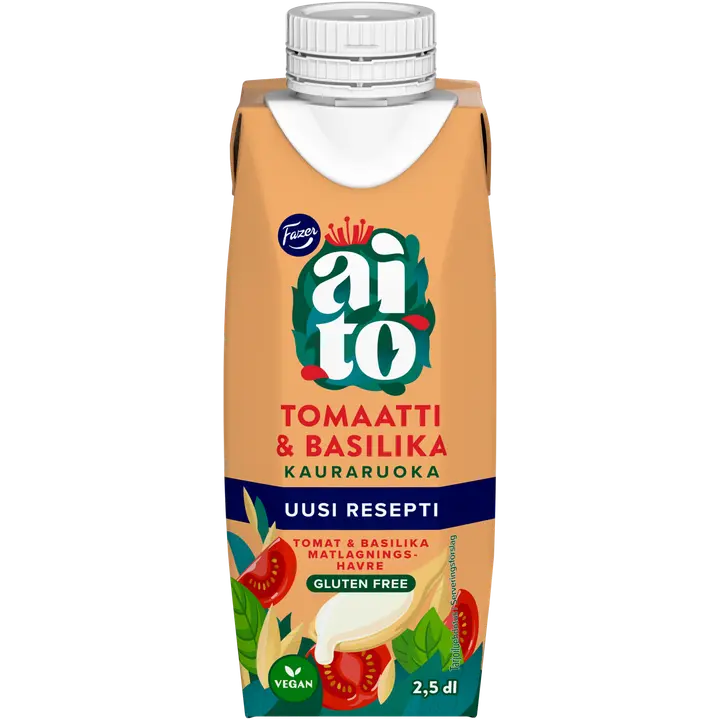 Fazer Aito Kauraruoka Tomaatti & Basilika,  gluteeniton kauravalmiste ruoanlaittoon 2,5dl