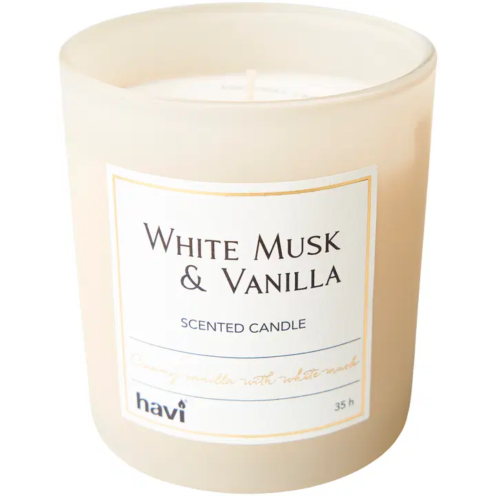 Havi White Musk & Vanilla tuoksukynttilä 1kpl/8x9cm
