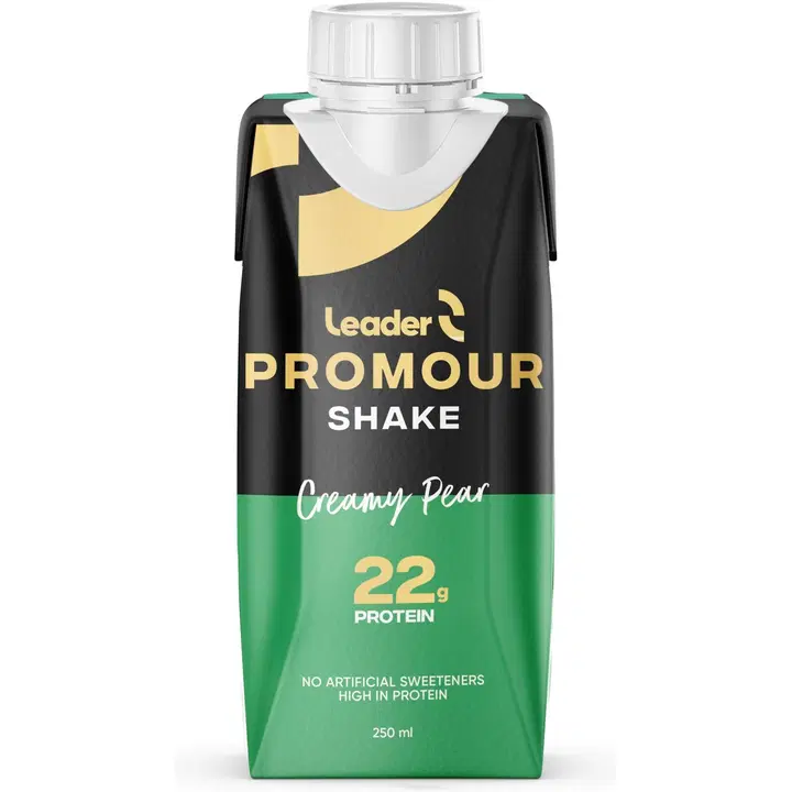 Leader Promour shake Creamy pear laktoositon maitoproteiinijuoma päärynän- ja vaniljanmakuinen 250 ml