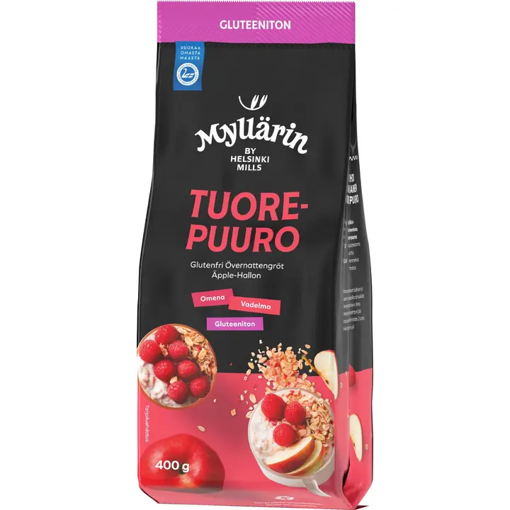 Myllärin Gluteeniton Tuorepuuro Omena-Vadelma 400 g