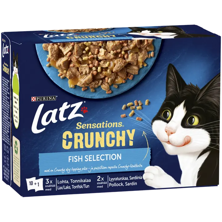 Latz Crunchy kassitoiduvalik kalaga 10x85g+40g