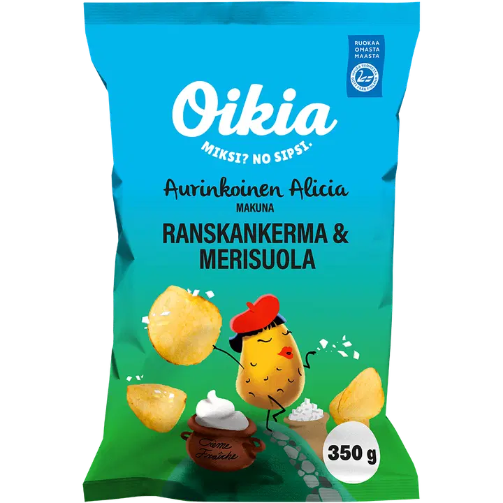 Oikia Aurinkoinen Alicia Ranskankerman & Merisuolan makuinen perunasipsi 350g