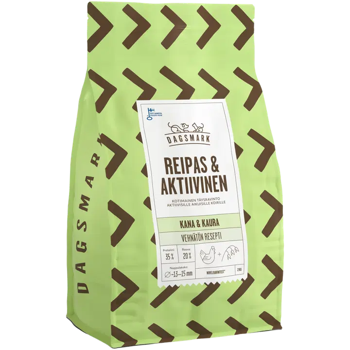 Dagsmark REIPAS & AKTIIVINEN koiran kuivaruoka vehnätön kana-kaura 2kg