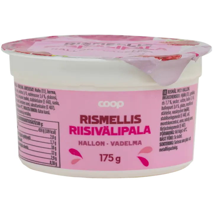 Coop riisivälipala vadelma 175 g