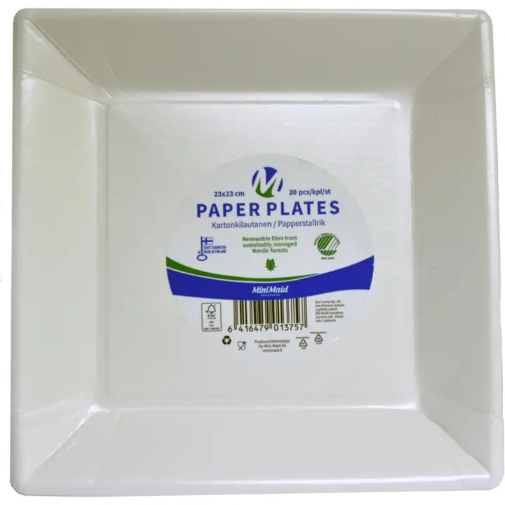 Mini-Maid Kartonkilautanen valkoinen 23x23cm FSC