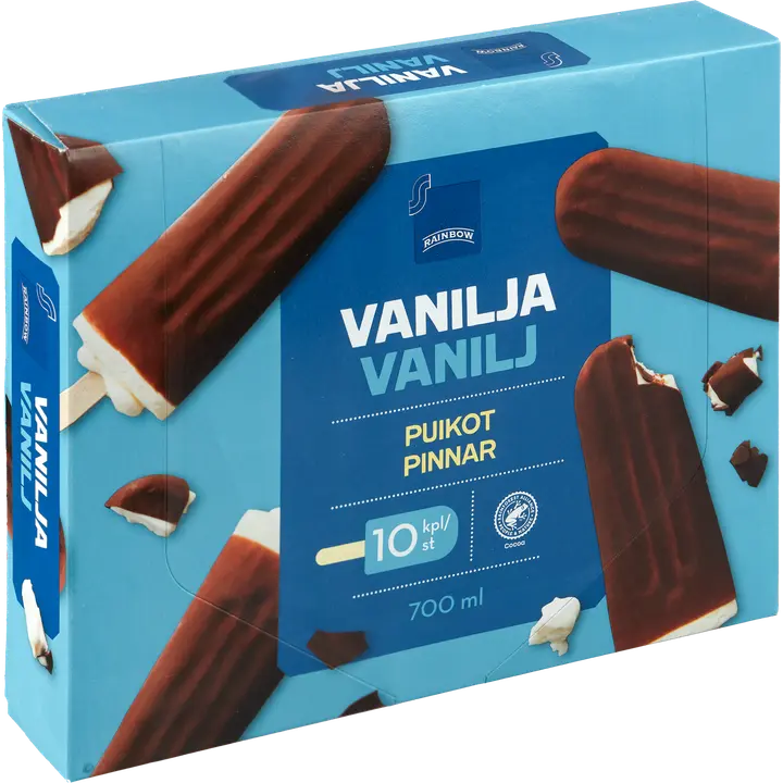 Rainbow 390g vaniljajäätelöpuikko 10kpl