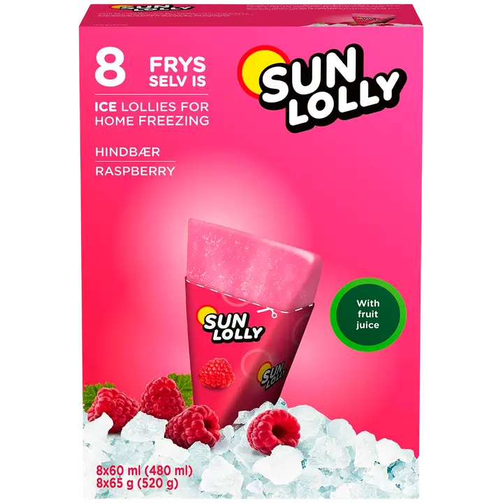 Sun Lolly 8x60ml/65g Pakasta itse mehujää Vadelma